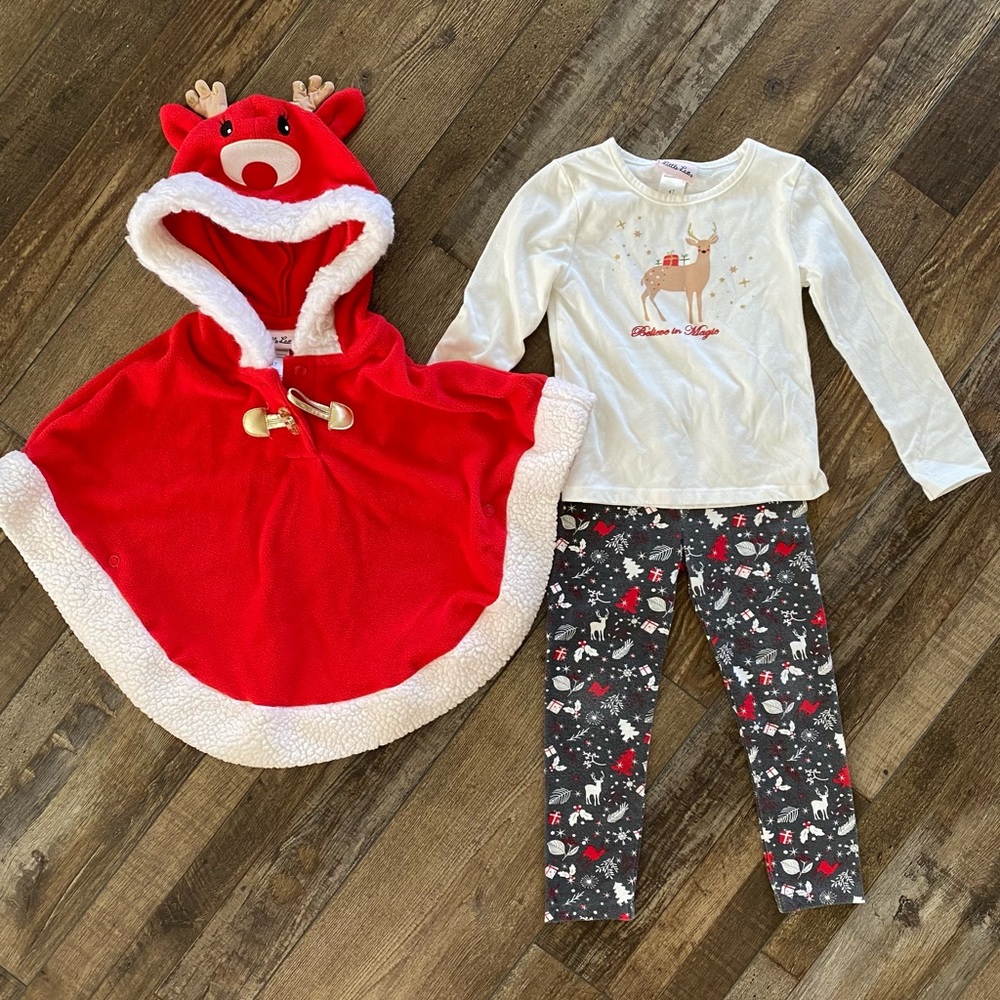 Christmas Reindeer Outfit with hoodie shawl